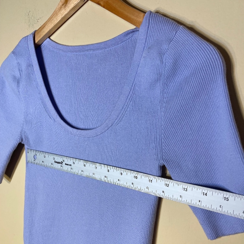 Women's Blue Ribbed Top - Picture 4 of 5